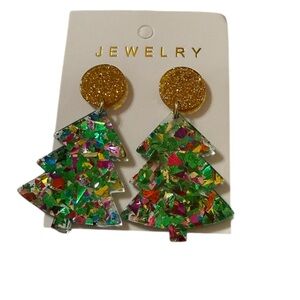 Glittery Christmas Tree Earrings